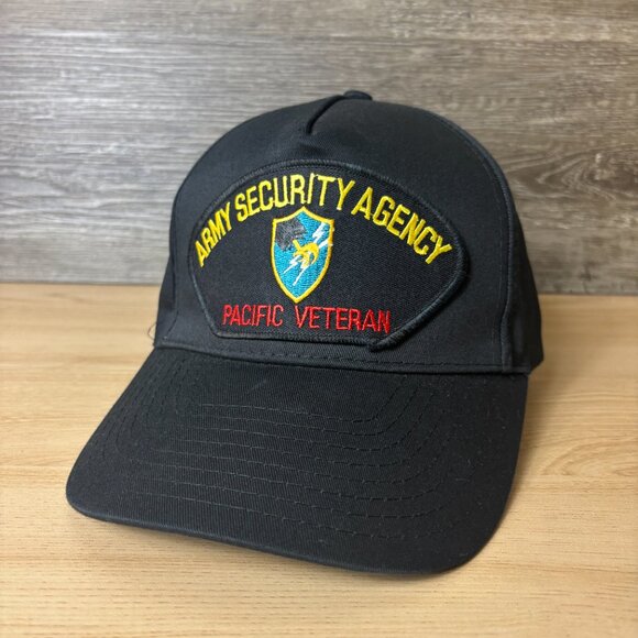 Vintage Army Security Agency Hat Cap Snapback Black Pacific Veteran Adjustable - Picture 3 of 10